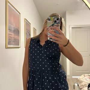 Elle Navy and White Polka Dot Blouse